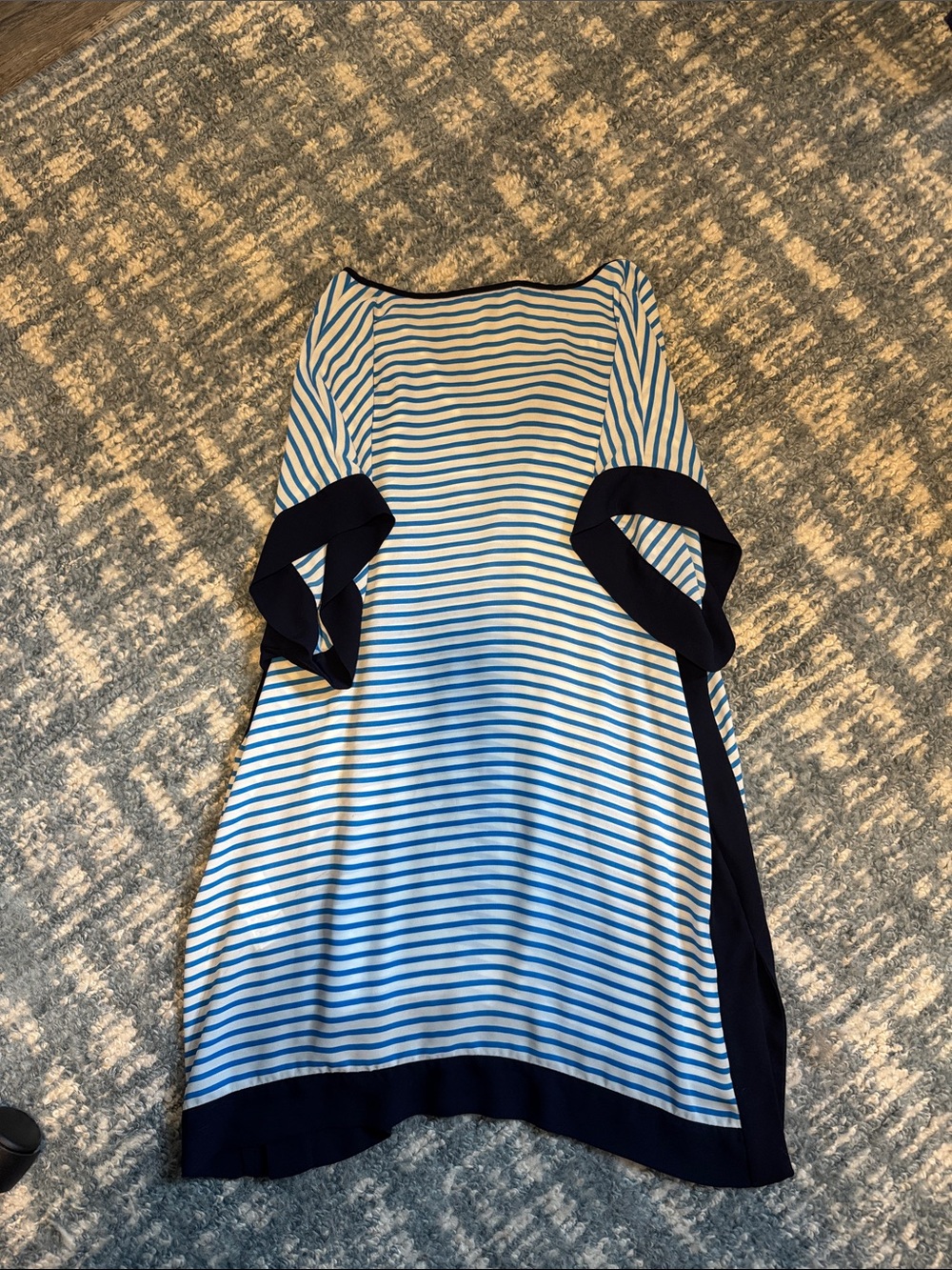 J. Crew Blue & White Striped Split-Neck Tunic - Picture 3 of 3